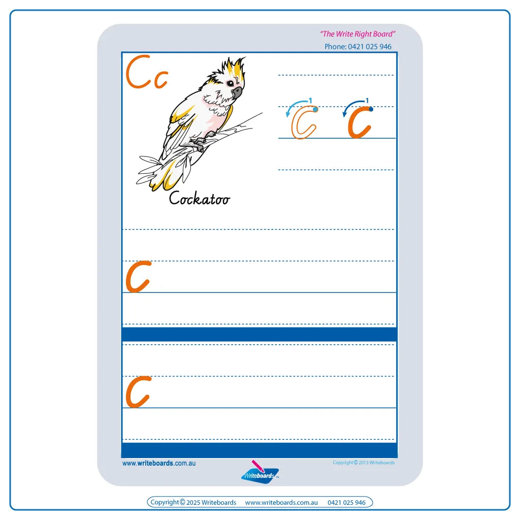 VIC Modern Cursive Font Australian Animal Alphabet Worksheets with Pictures and Names for VIC Teachers