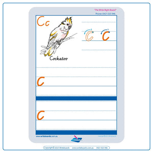 VIC Modern Cursive Font Australian Animal Alphabet Worksheets with Pictures and Names for VIC Teachers
