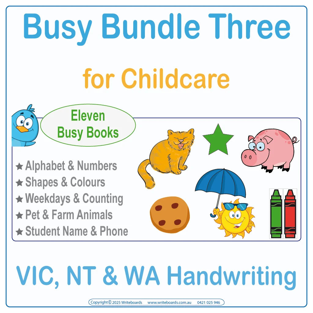 VIC Modern Cursive Font Busy Book Bundle Three for Childcare and Kindergarten Educators