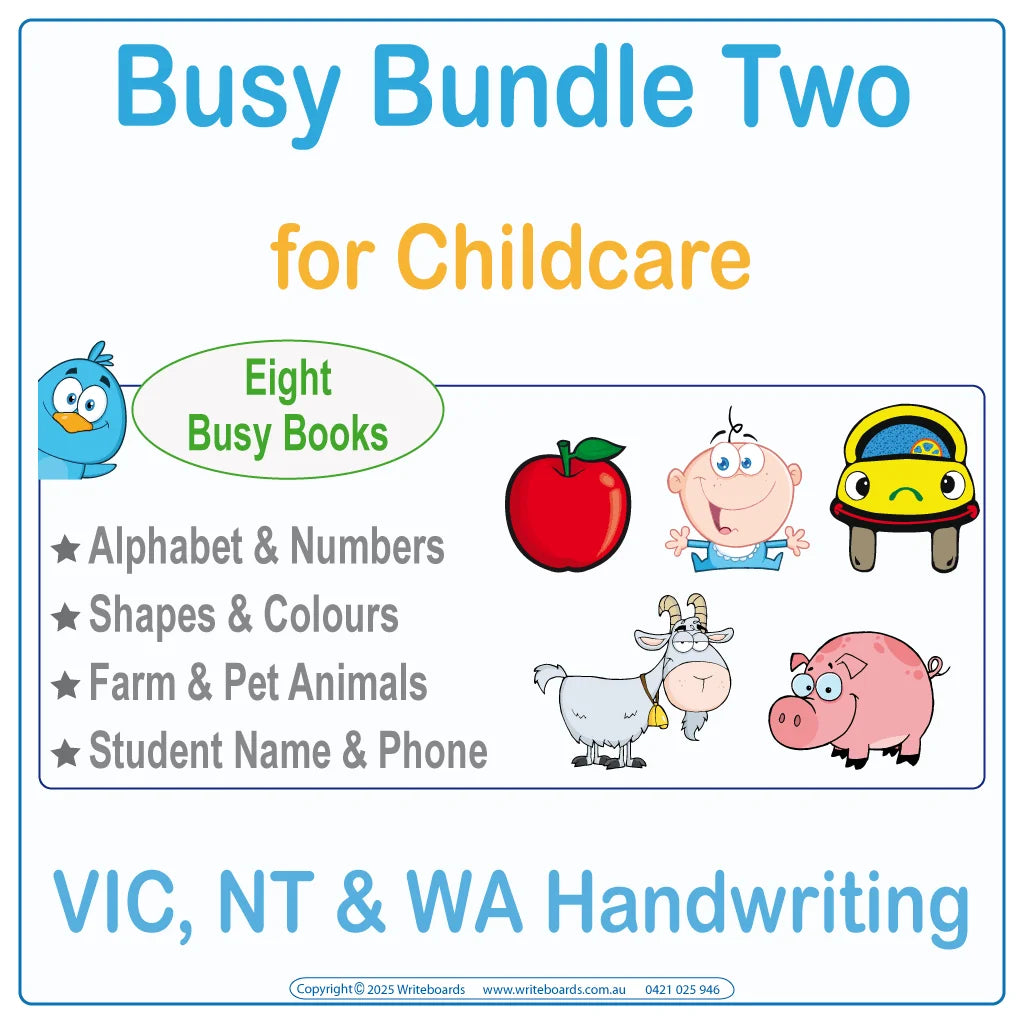 VIC Modern Cursive Font Busy Book Bundle Two for Childcare and Kindergarten Educators