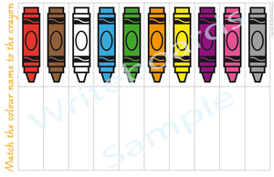 VIC Modern Cursive Crayon Colours Busy Book pages for Childcare and Kindergarten for ages 3+