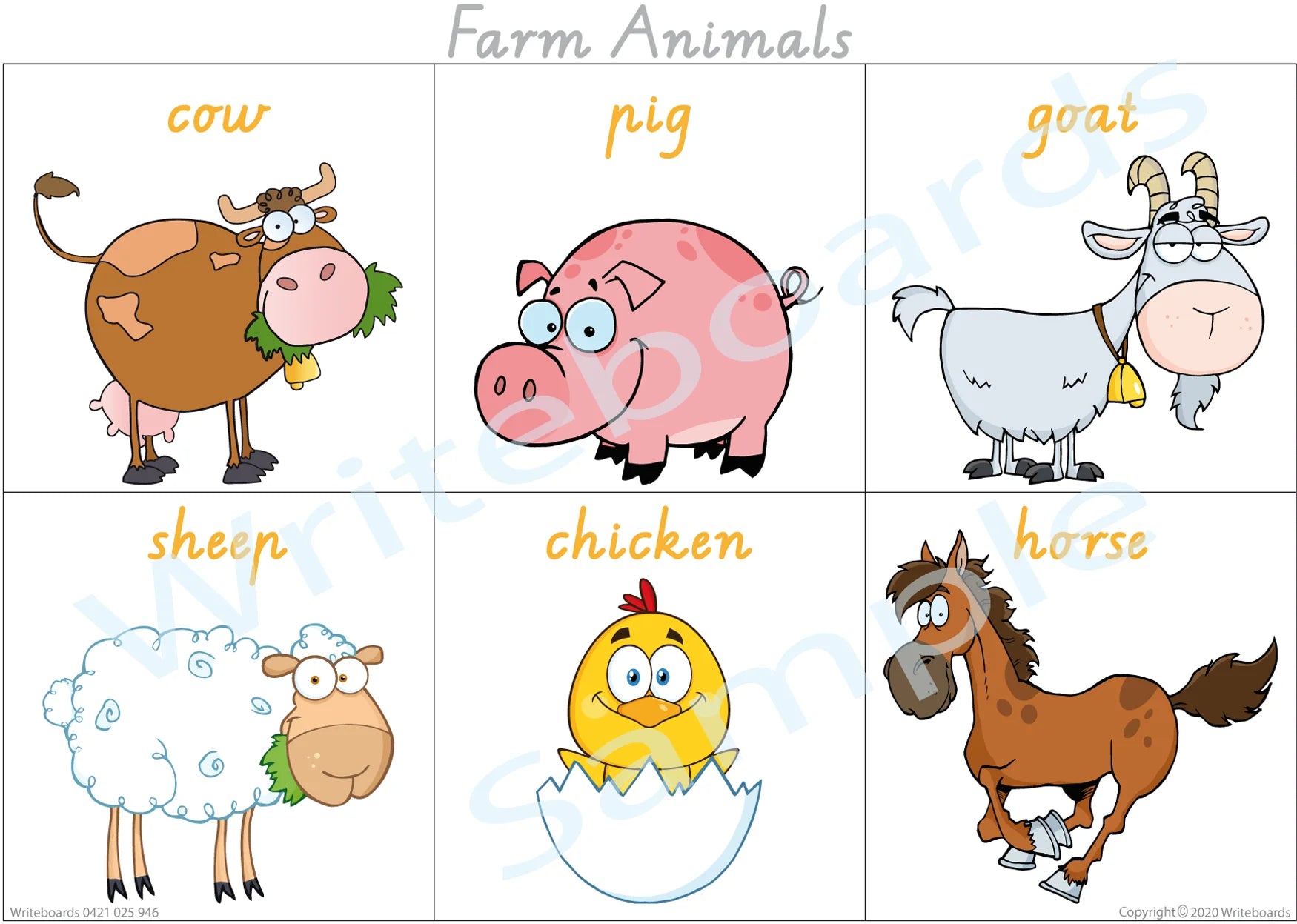 VIC Modern Cursive Font Farm Animal Poster for Teachers and Educators