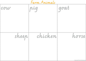 VIC Modern Cursive Font Farm Animal Busy Book pages for Teachers and Educators