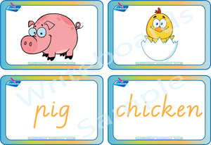 VIC Modern Cursive Font Farm Animal Busy Book Flashcards for Teachers and Educators
