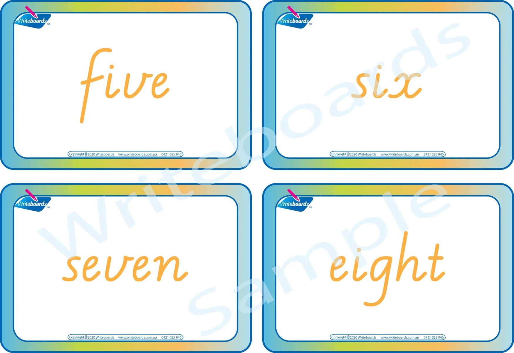 VIC Modern Cursive Font Counting Flashcards for Teachers & Educators for Ages 3+