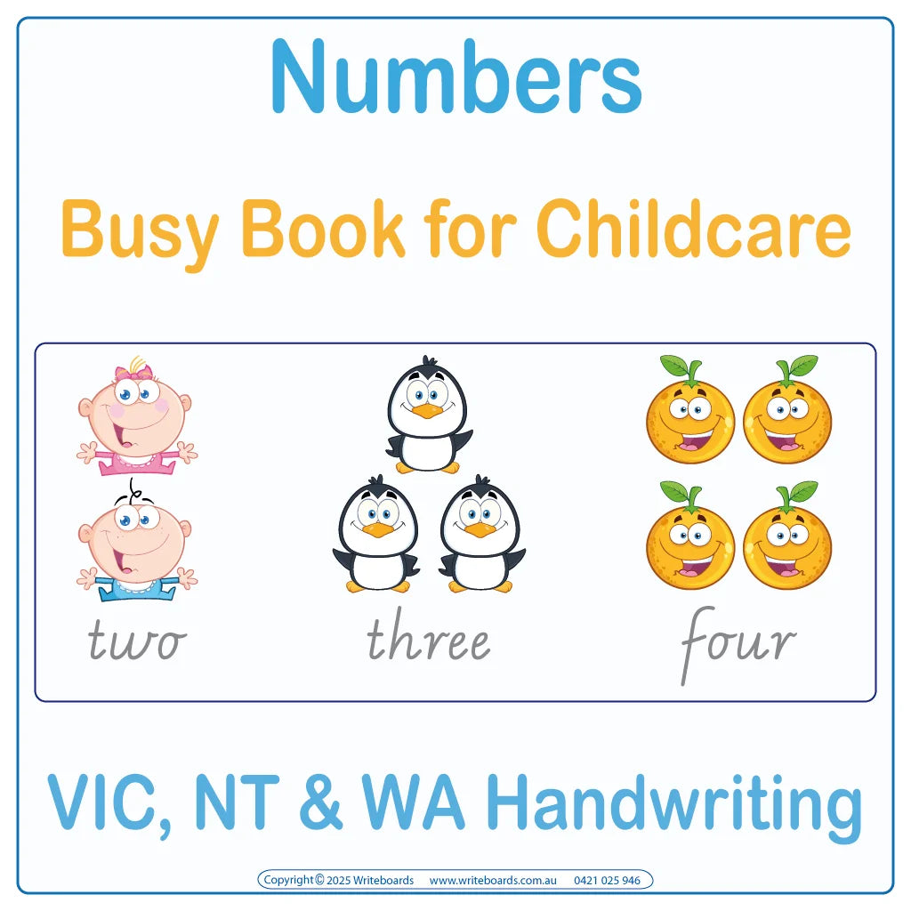 VIC Modern Cursive Numbers & Counting Busy Book for Childcare and Kindergarten Educators, Ages 3+