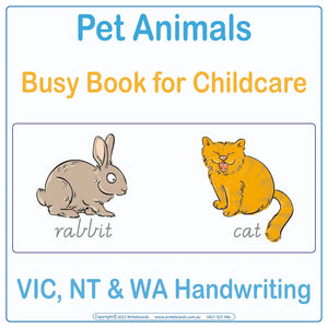 VIC Modern Cursive Pet Animals Busy Book for Childcare and Kindergarten Educators, Ages 3+