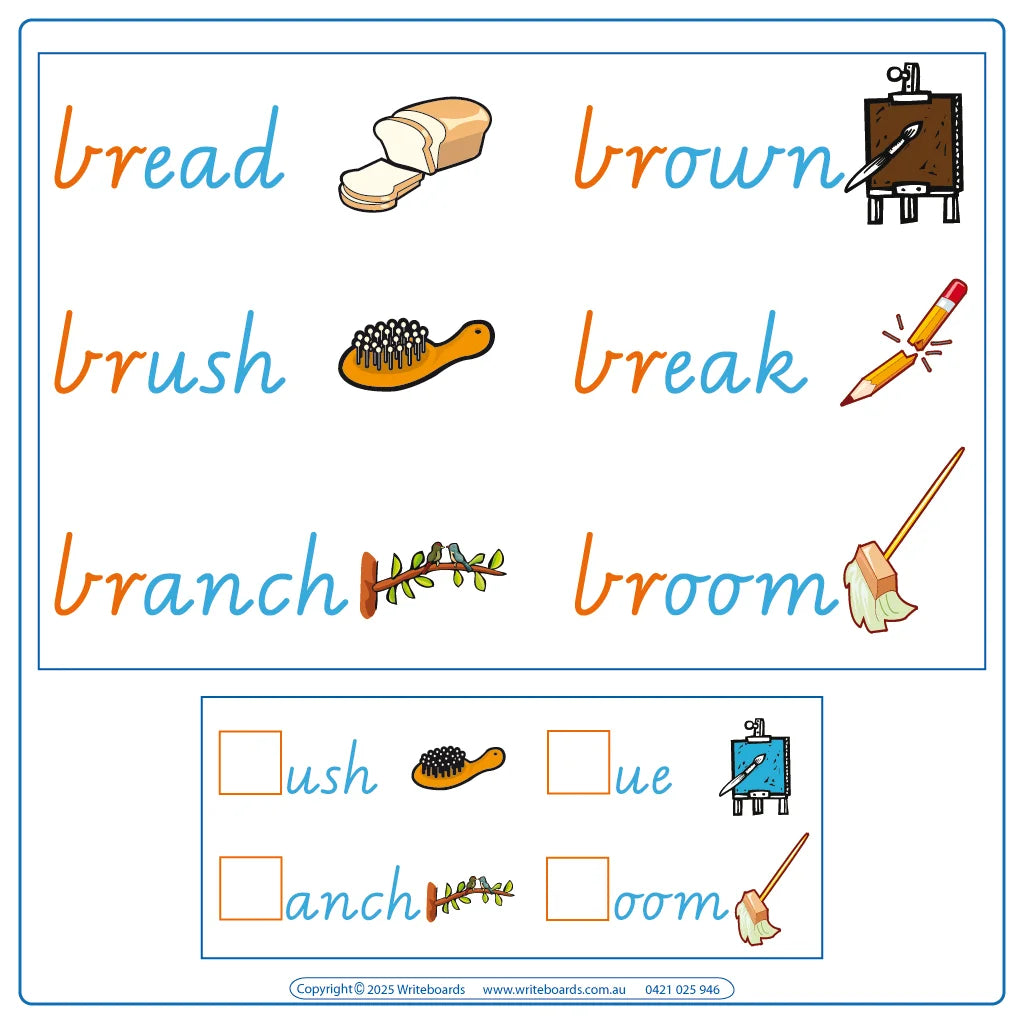 Teach Your Childcare Students about Phonic Blends using Colourful Worksheets using VIC Modern Cursive Font 