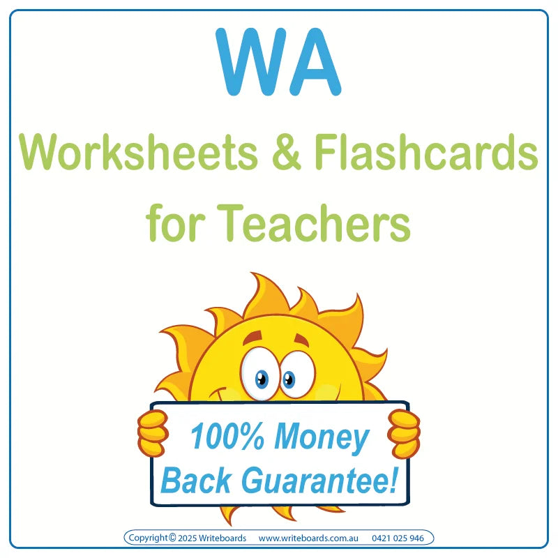 VIC Modern Cursive Font Printable and Downloadable Worksheets & Flashcards for Teachers & Educators in WA