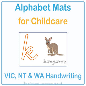 VIC Modern Cursive Alphabet mats for childcare with large outline letters for tracing or playdough 