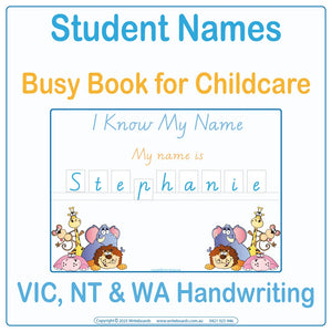 VIC Modern Cursive Student Name Busy Book for Childcare and Kindergarten Educators, Ages 3+