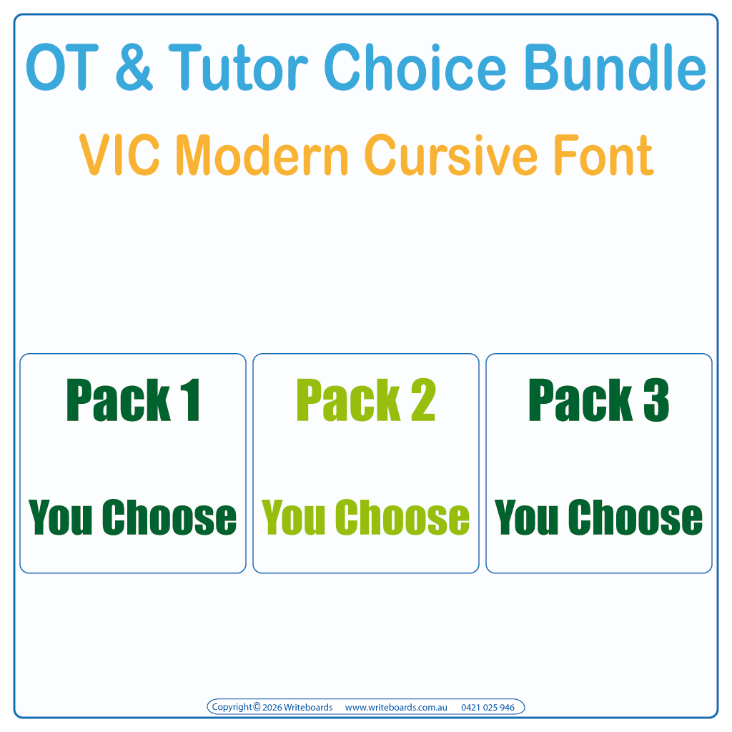 VIC Modern Cursive Font Choice Bundle for Occupational Therapists and Tutors