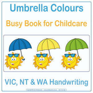 VIC Modern Cursive Umbrella Colours Busy Book for Childcare and Kindergarten Educators, Ages 3+