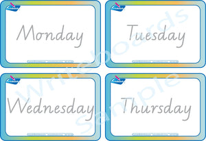 VIC Modern Cursive Font Days of the Week Flashcards for Teachers and Educators