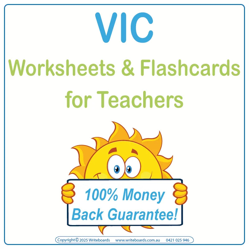 VIC Modern Cursive Font Printable and Downloadable Worksheets & Flashcards for Teachers & Educators in VIC