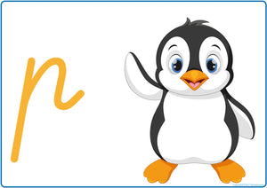 VIC Modern Cursive Alphabet Phonics posters for Kindergarten with letter sounds and picture cues