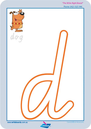 VIC Modern Cursive Alphabet tracing mats for childcare with large outline letters for playdough