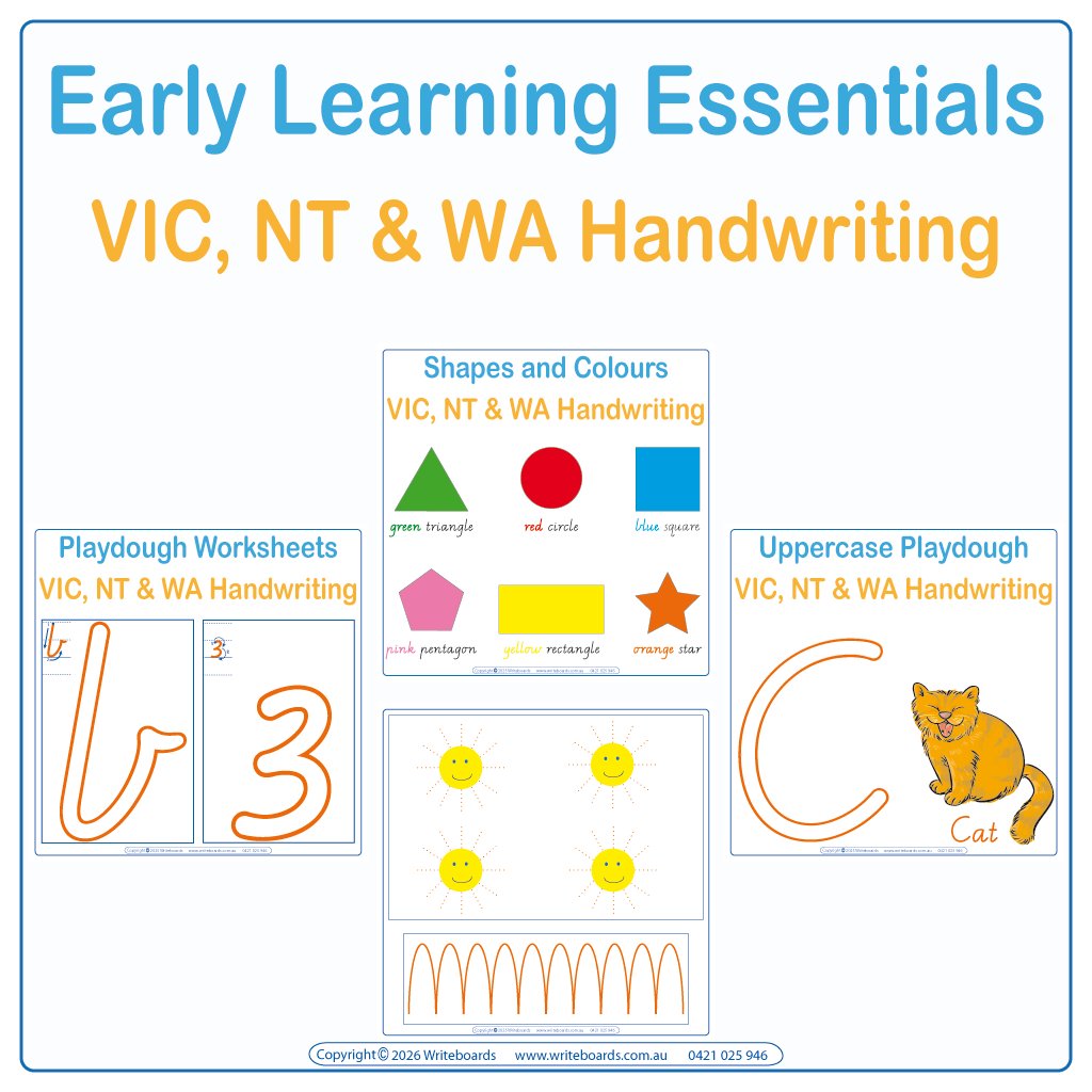 VIC & WA Early Learning Handwriting Pack for Your Child, NT Early Learning Handwriting