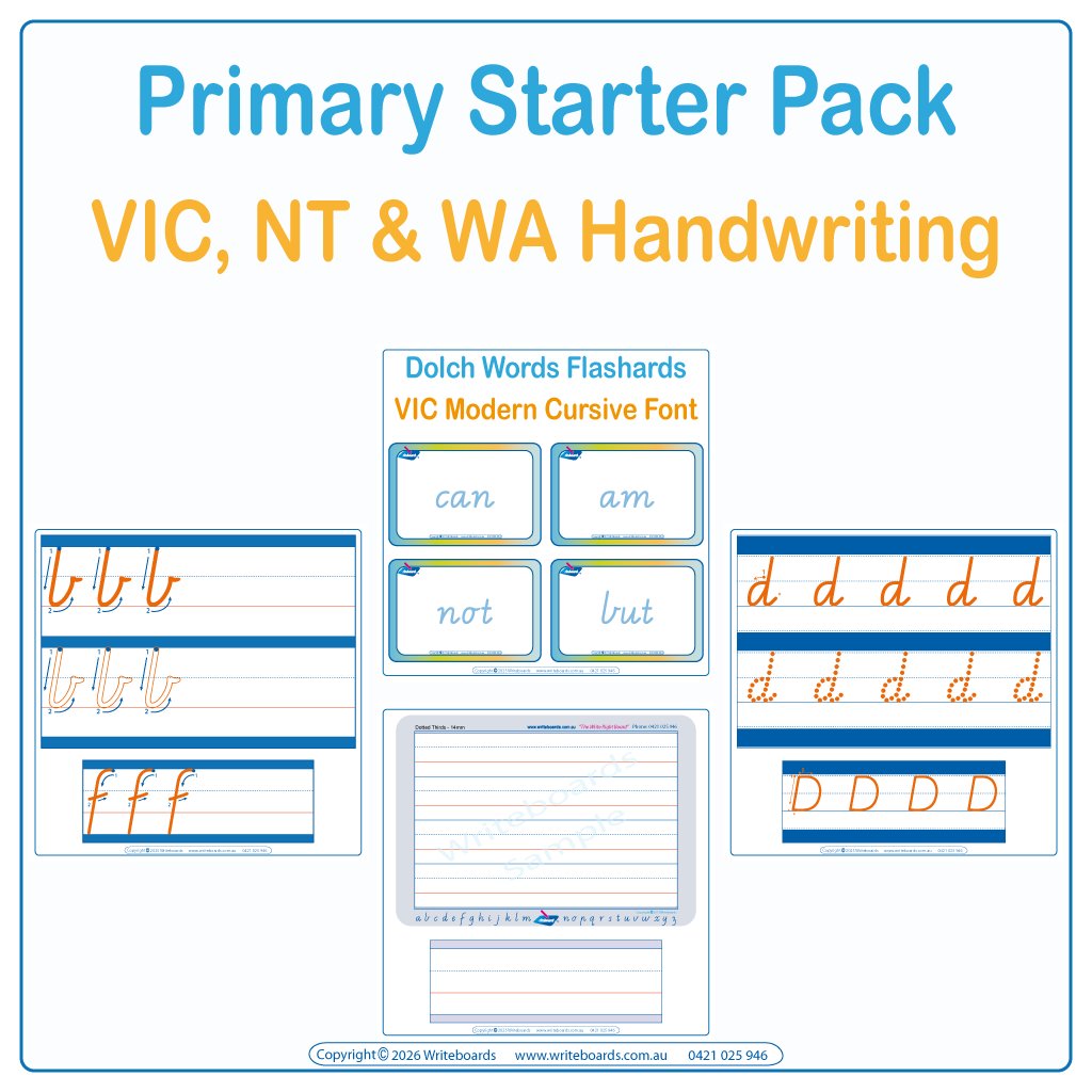VIC Modern Cursive Primary School Starter Pack for VIC and WA home handwriting practice