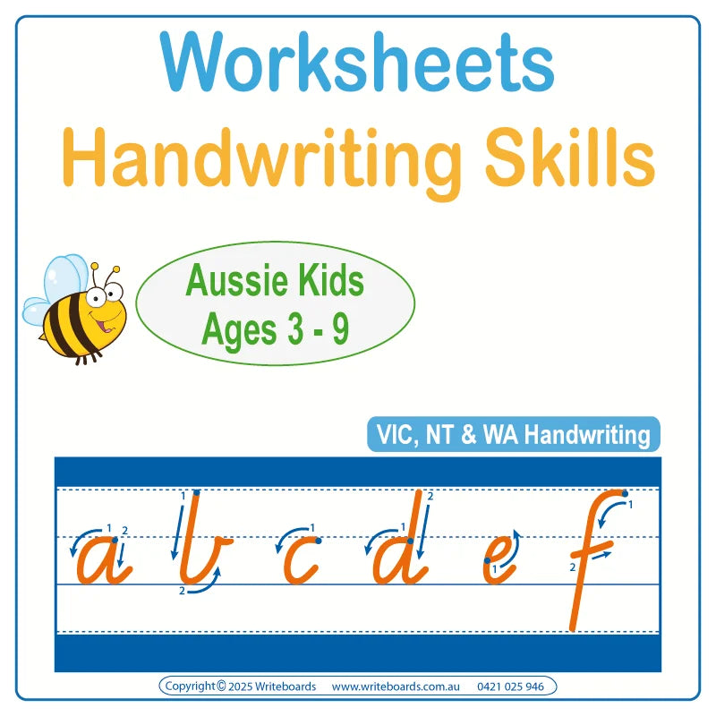 Handwriting Practice & Alphabet Tracing Worksheets for Aussie kids in VIC – NT & WA aged 3+