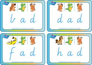 VIC Modern Cursive Childcare and Prep - CVC Flashcards Middle Letter "a"  