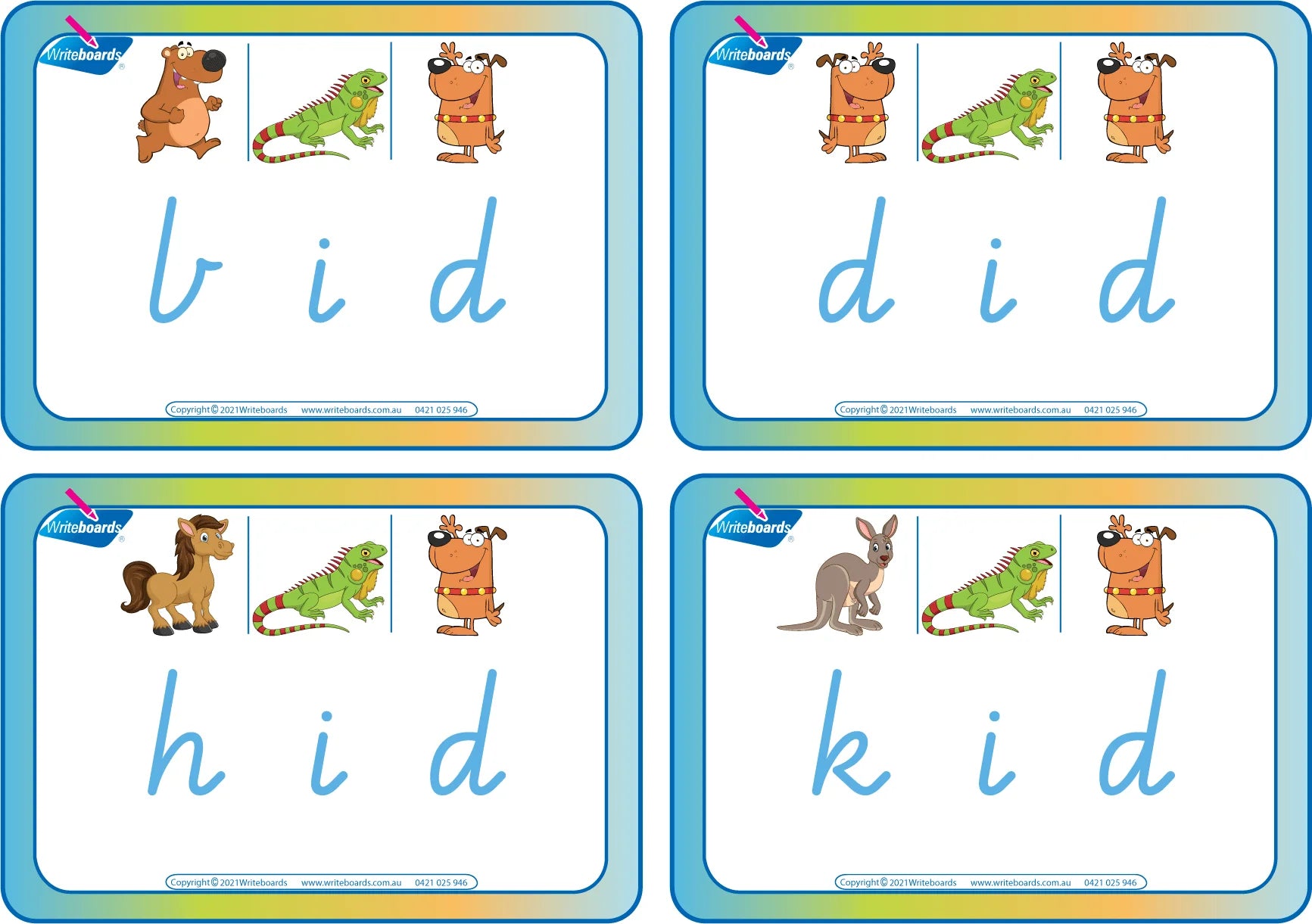 VIC Modern Cursive Font CVC Flashcards with the middle letter i, CVC Resources for VIC Teachers