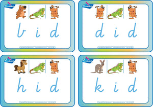 VIC Modern Cursive Font CVC Flashcards with the middle letter i, CVC Resources for VIC Teachers