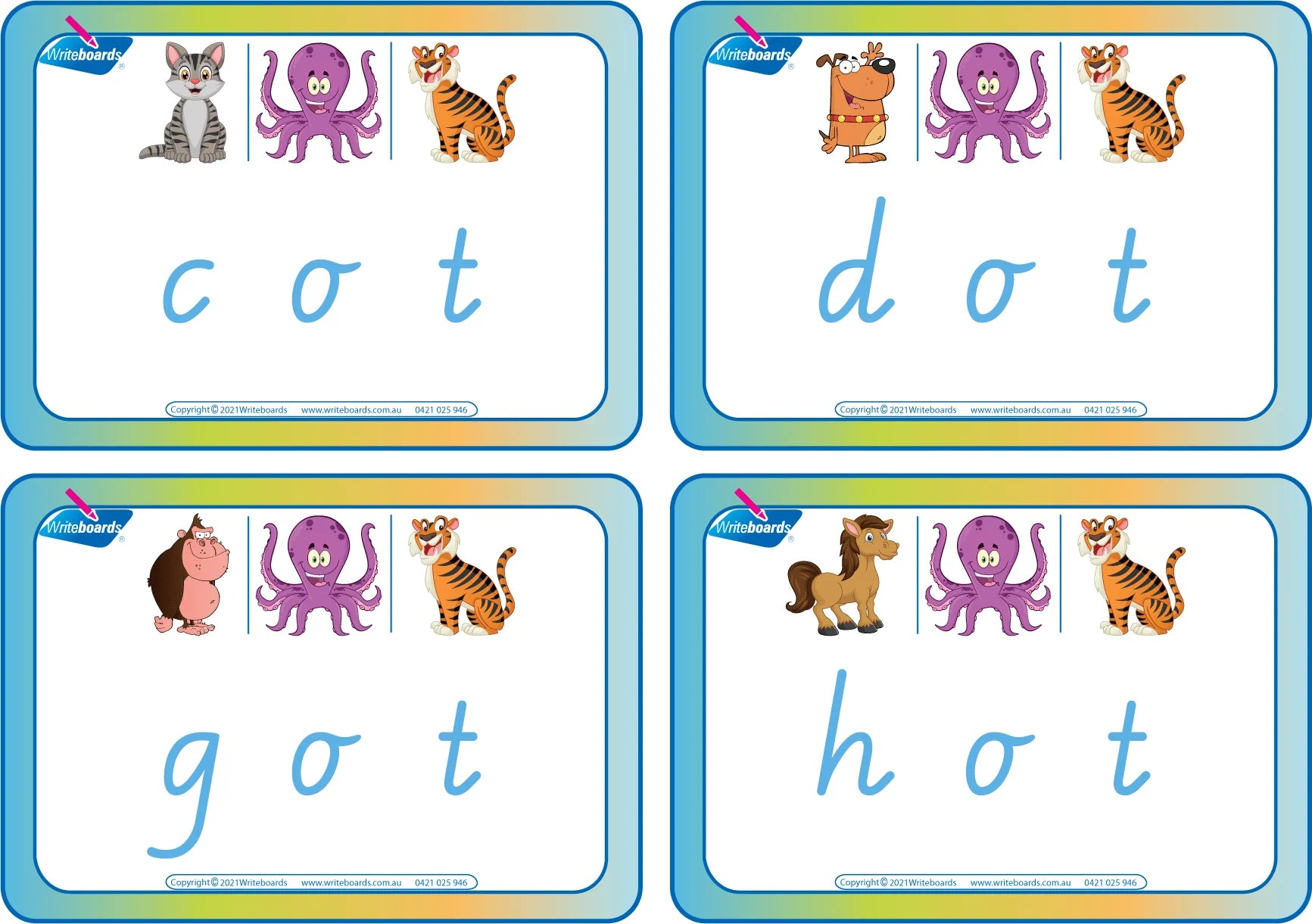 VIC Modern Cursive Font CVC Flashcards with the middle letter o, CVC Resources for VIC Teachers