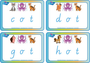 VIC Modern Cursive Childcare and Prep - CVC Flashcards Middle Letter "o"  