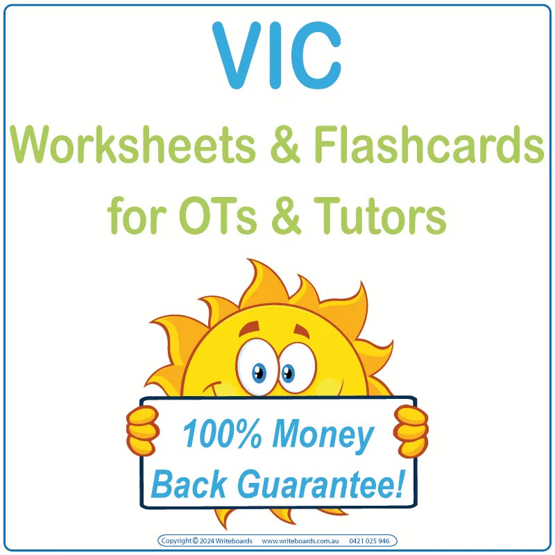 Downloadable & Printable Worksheets & Flashcards for VIC Occupational Therapists and Tutors