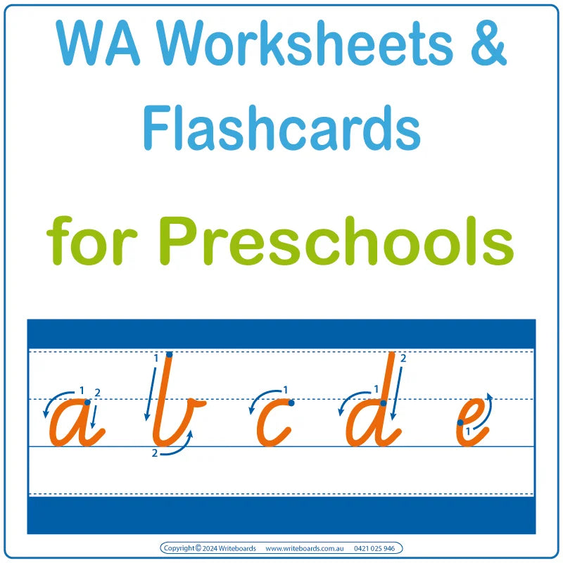 WA Worksheets & Flashcards for Childcare & Preschools, WA School Readiness Worksheets for Pre-Primary Educators