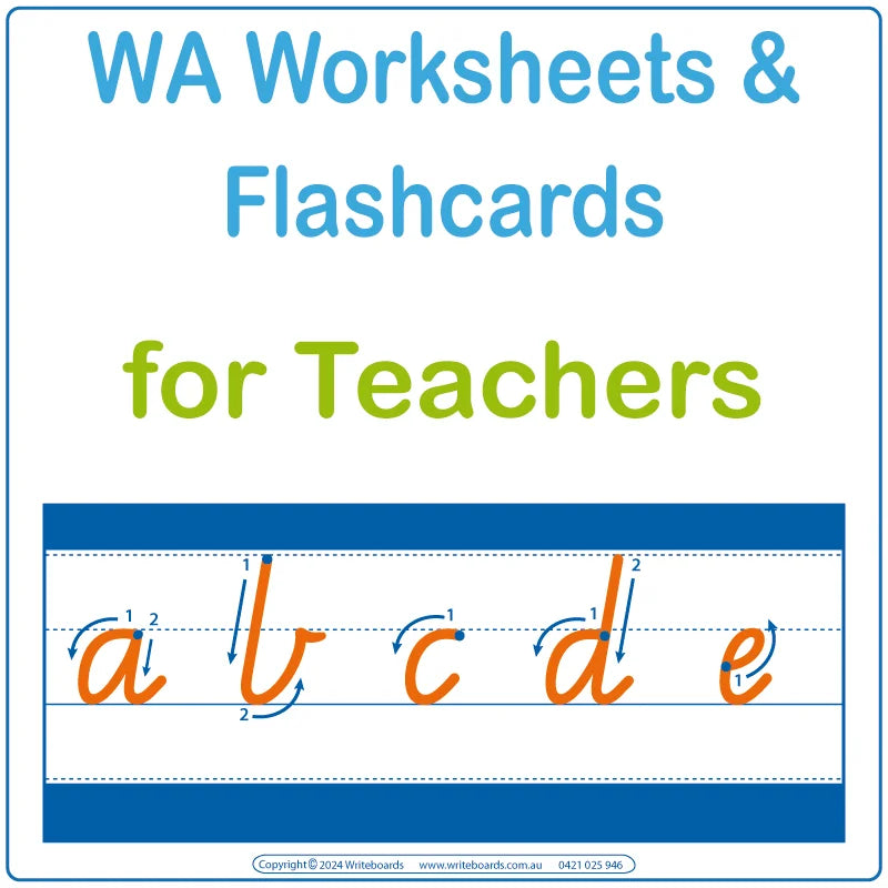 VIC Modern Cursive Font Worksheets for Teachers in WA, WA Teachers Traceable & Printable Worksheets Resources