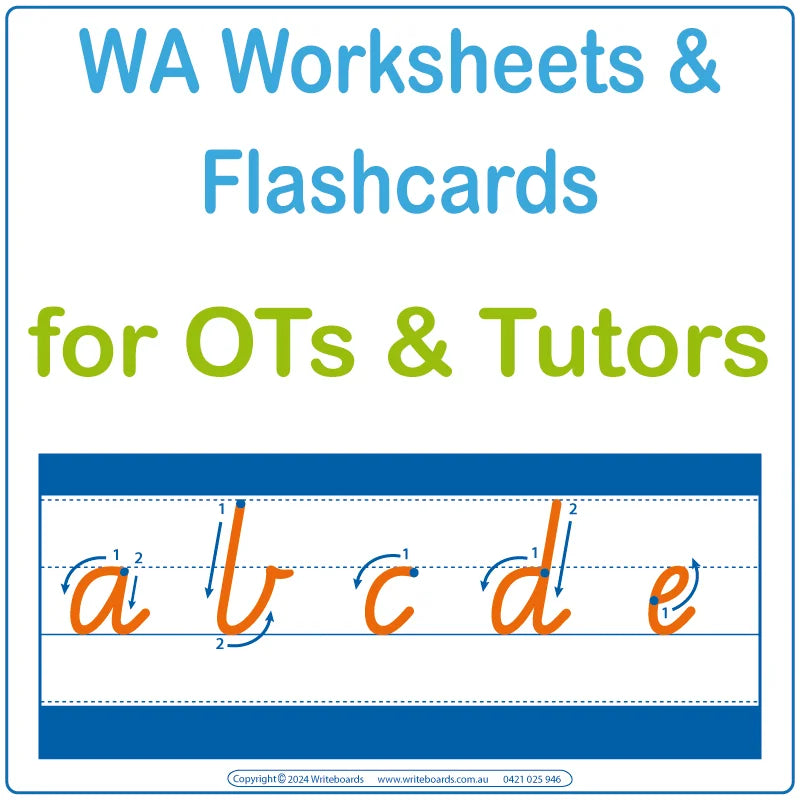 VIC Modern Cursive Font Worksheets for Therapists in the WA, WA Tutors Traceable & Printable Worksheets