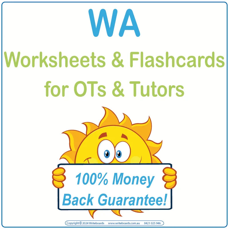 Downloadable & Printable Worksheets & Flashcards for WA Occupational Therapists and Tutors