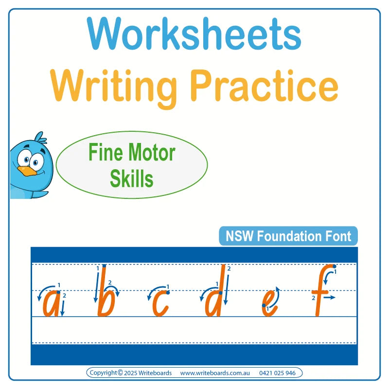 NSW Foundation Font Worksheets for Occupational Therapists & Tutors – handwriting practice and therapy resources