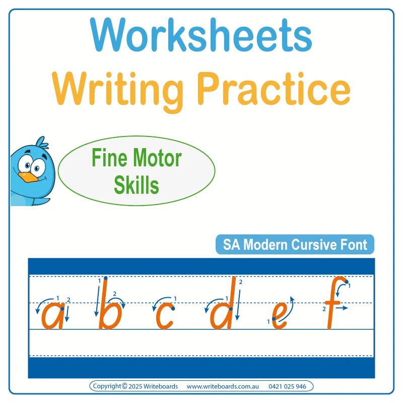 SA Modern Cursive Worksheets for Occupational Therapists & Tutors – handwriting practice and therapy resources