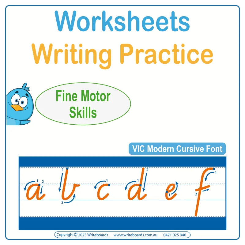 VIC Modern Cursive Worksheets for Occupational Therapists & Tutors – handwriting practice and therapy resources