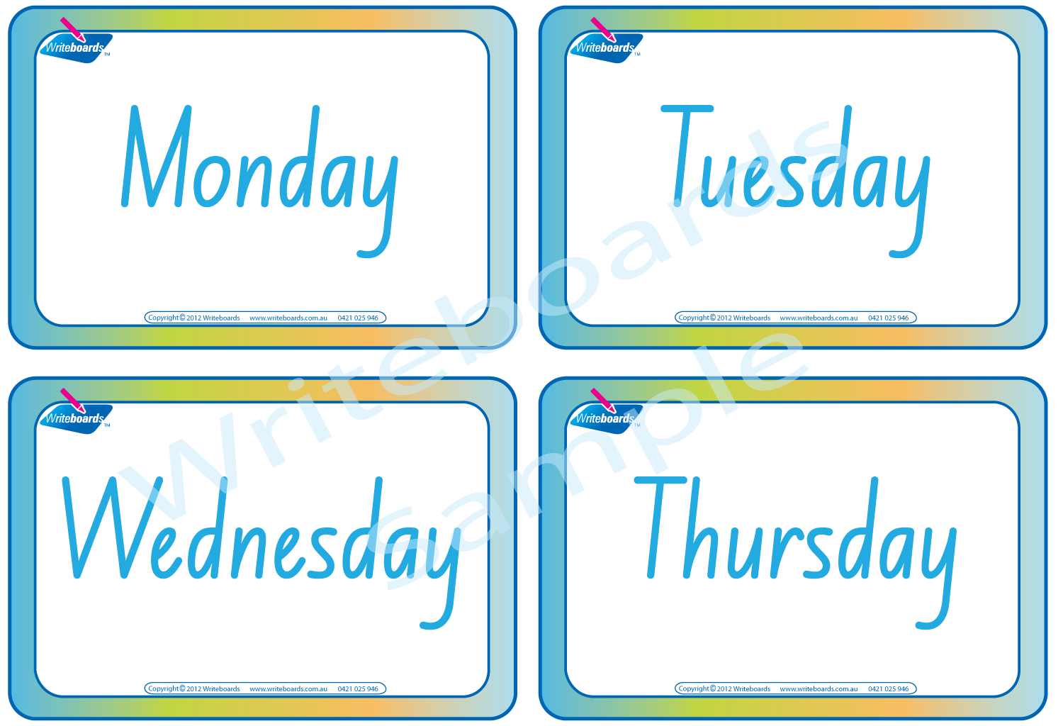 NSW Foundation Font Days of the week flashcards for teachers
