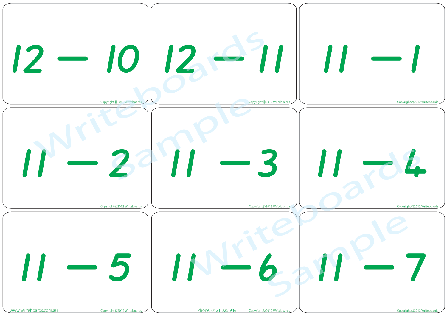 Educational Arithmetic Bingo Game using QLD Modern Cursive Font handwriting, Addition and Subtraction to Twelve