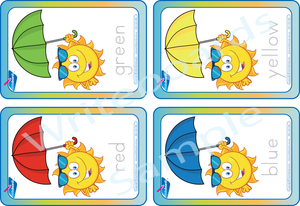 Free Color Flashcards come with our Umbrella Busy Pack