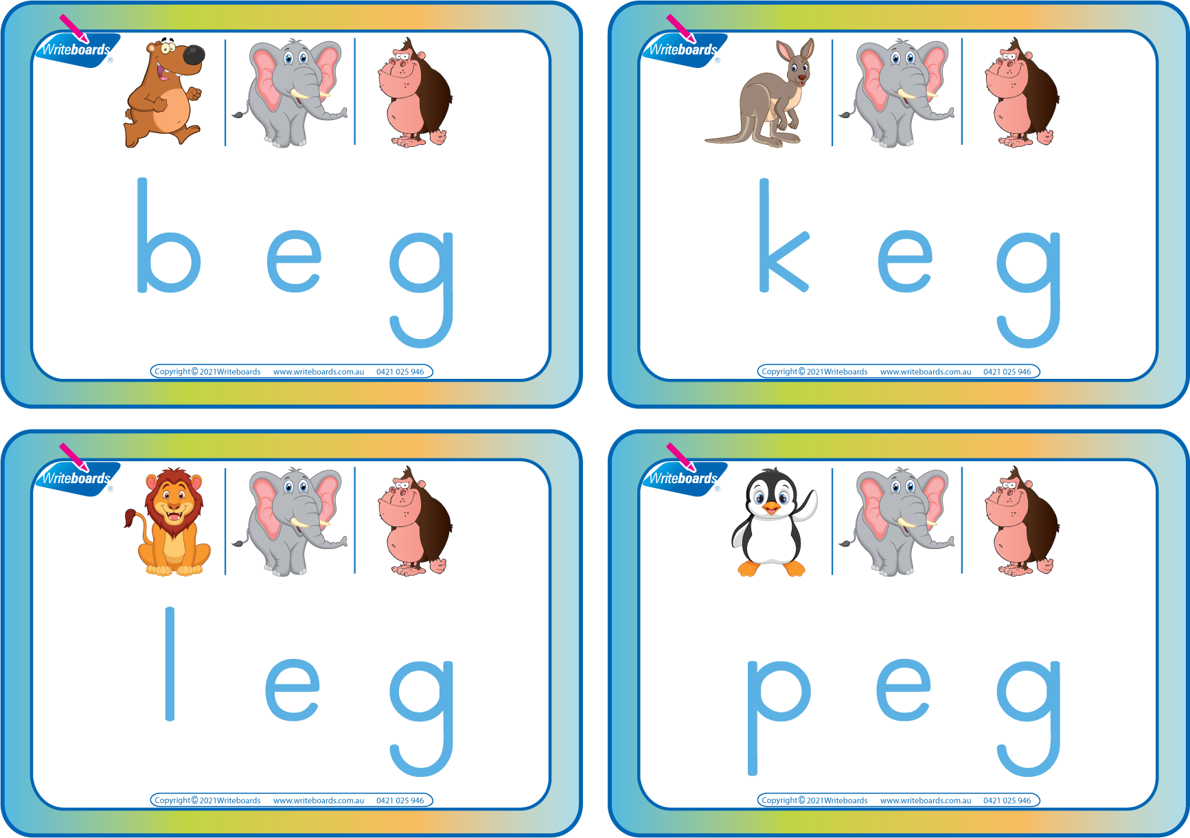Printable CVC Flashcard Bundle contains 228 CVC Words, CVC Flashcard Bundle with Pictures using Animal Phonics
