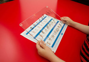 QLD Modern Cursive Font Advanced Special Needs Handwriting Kit also includes our reusable writing board.