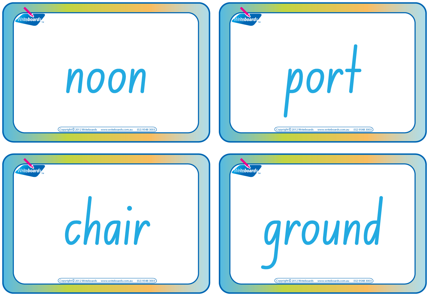 NSW Compound Word Flashcards using NSW & ACT Handwriting, NSW Colour Coded Compound Word Flashcards