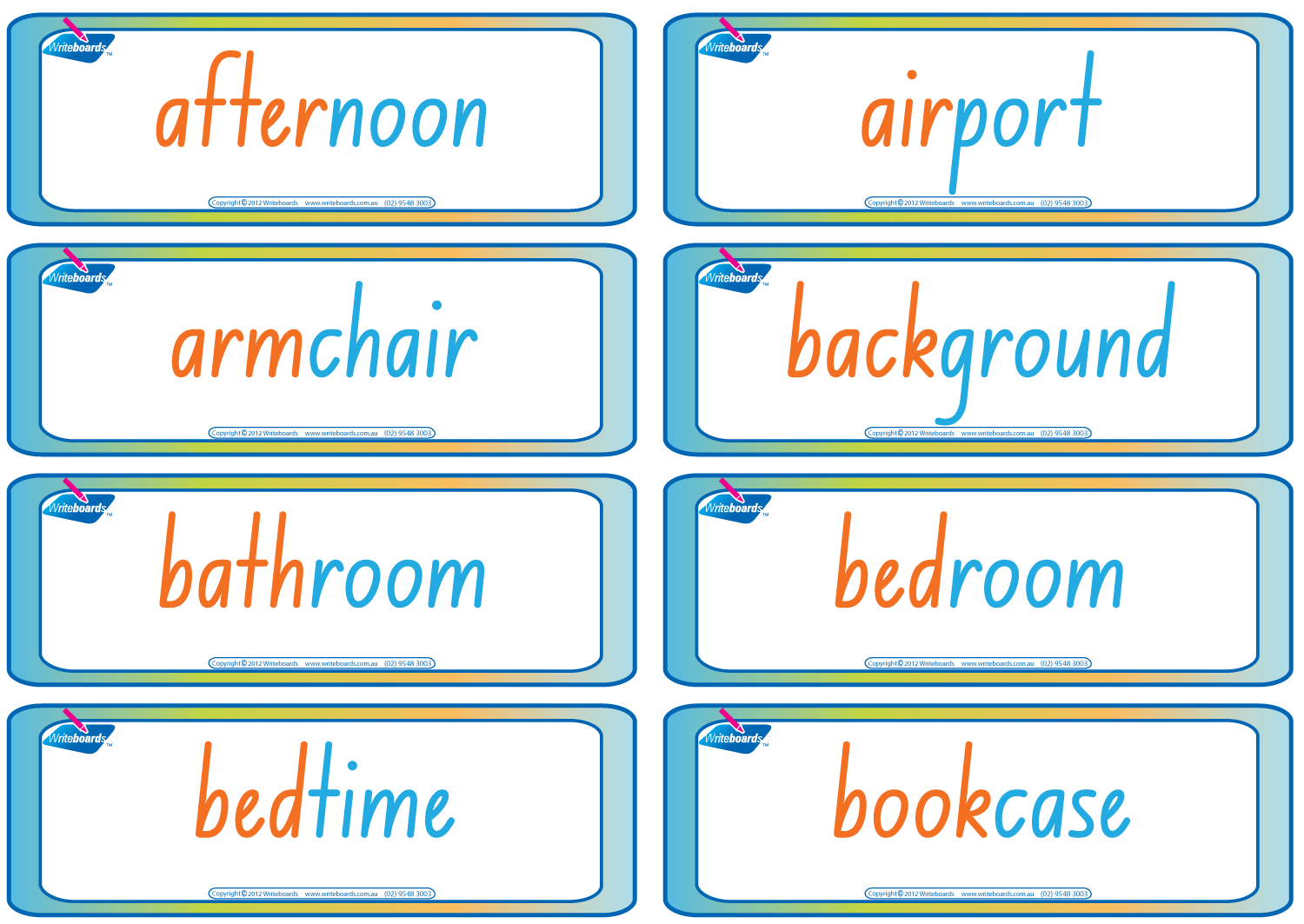 NSW Foundation Font Compound Word Flashcards for Occupational Therapists and Tutors