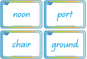QLD Beginners Font Compound Words Flashcards, Colour coded QLD Compound Words