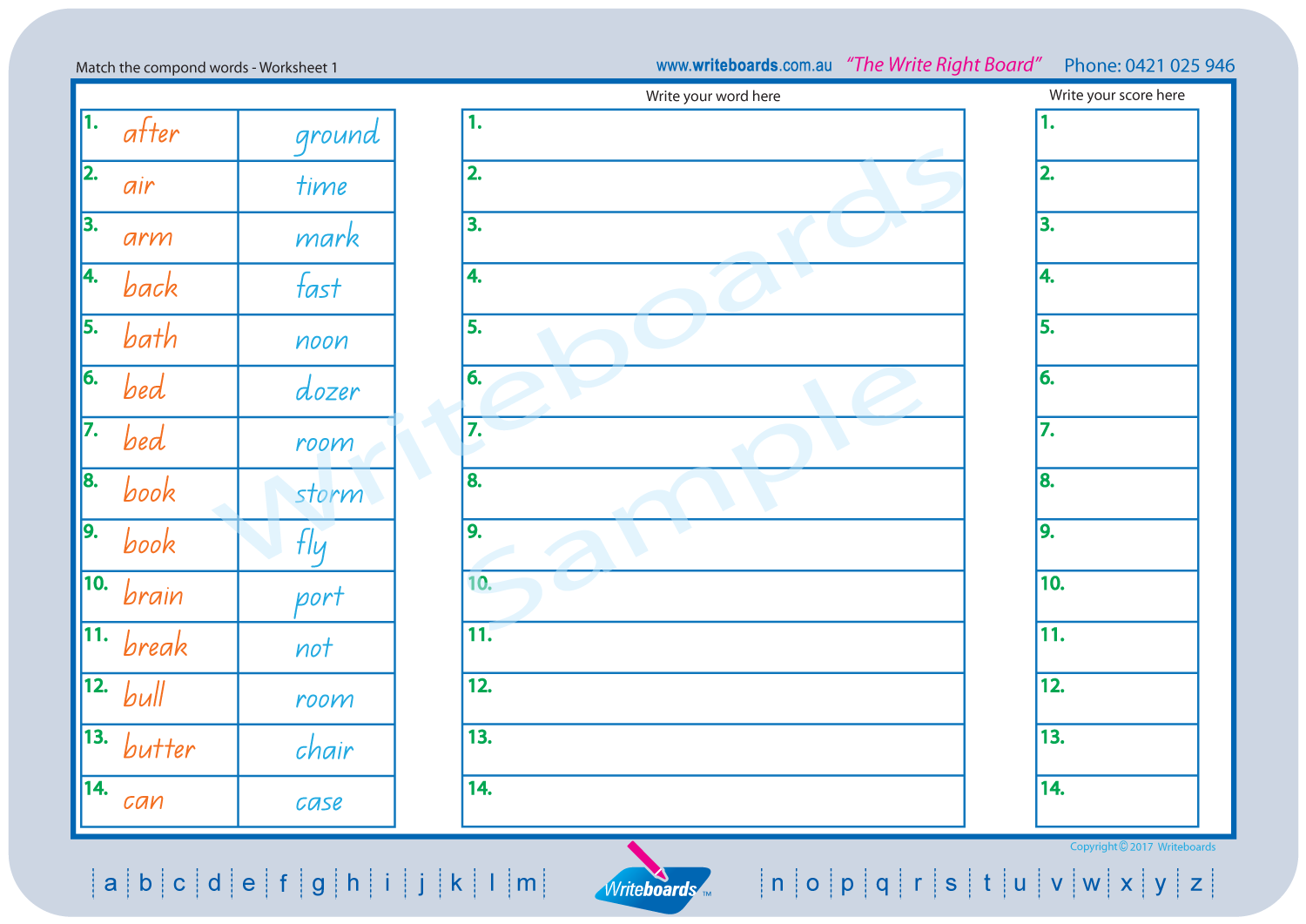 QLD Beginners Font Compound Words Worksheets