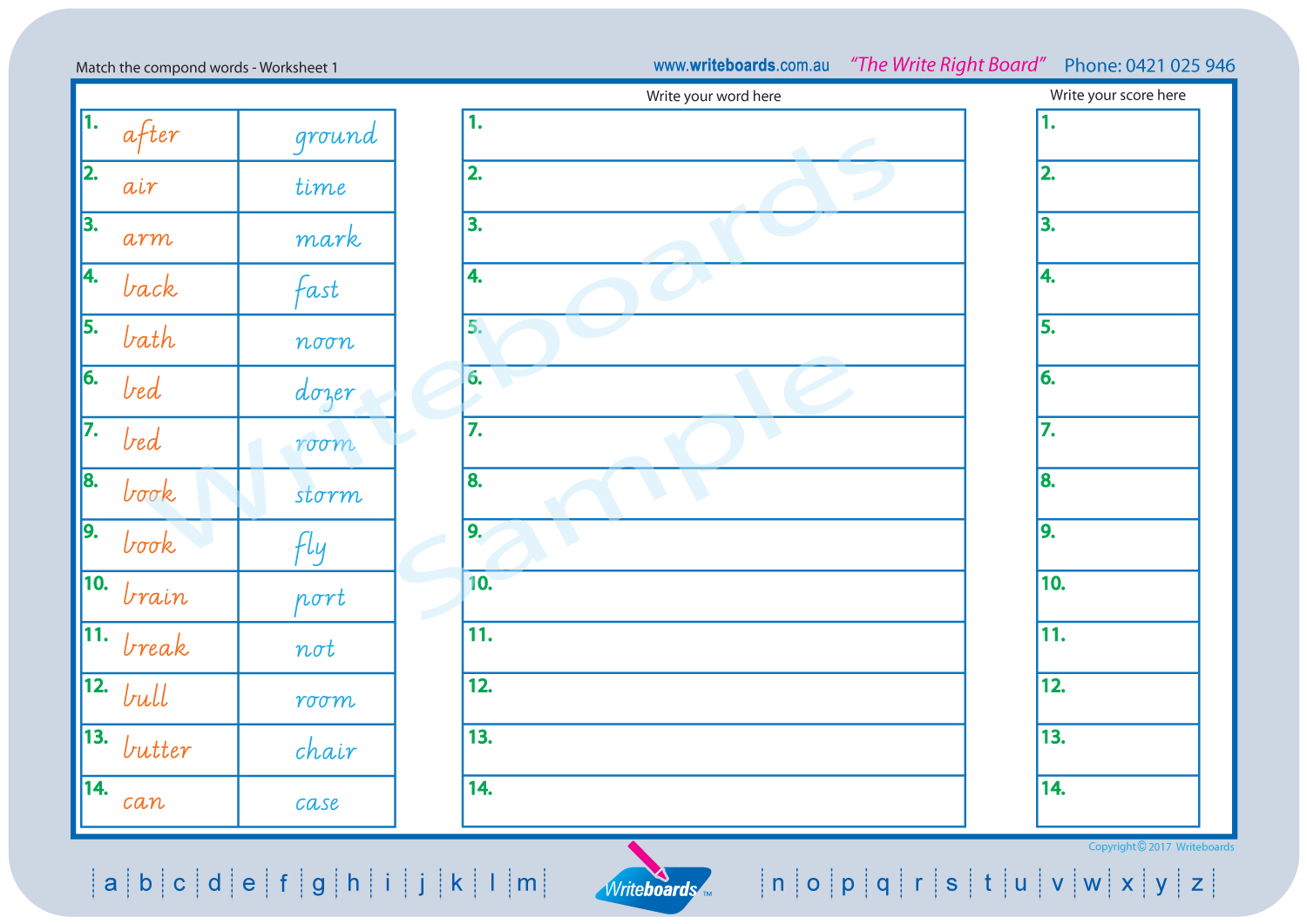 Teach compound words with VIC Modern Cursive Font Colour Coded Flashcards & Worksheets