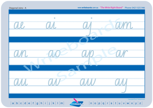 NSW Foundation Font Cursive Writing worksheets, ACT and NSW Cursive handwriting tracing worksheets