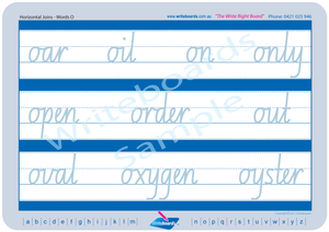 NSW Foundation Font Cursive handwriting worksheets for Occupational Therapists and Tutors