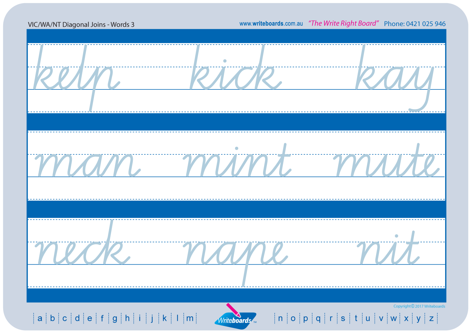 VIC Cursive Handwriting Worksheets, Teach Your Child VIC Cursive Handwriting, Cursive worksheets completed in VIC Handwriting